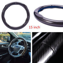 Load image into Gallery viewer, Brand New Black Carbon Fiber PU Leather Car Steering Wheel Cover Protector 15&quot;