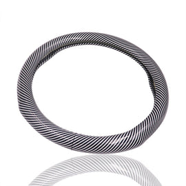 Brand New Silver Carbon Fiber PU Leather Car Steering Wheel Cover Protector 15