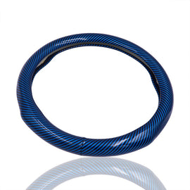 Brand New Blue Carbon Fiber PU Leather Car Steering Wheel Cover Protector 15