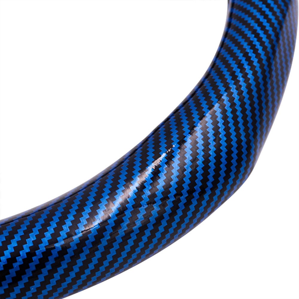 Brand New Blue Carbon Fiber PU Leather Car Steering Wheel Cover Protector 15"
