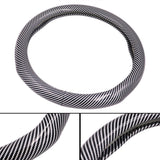 Brand New Silver Carbon Fiber PU Leather Car Steering Wheel Cover Protector 15