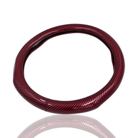 Brand New Red Carbon Fiber PU Leather Car Steering Wheel Cover Protector 15