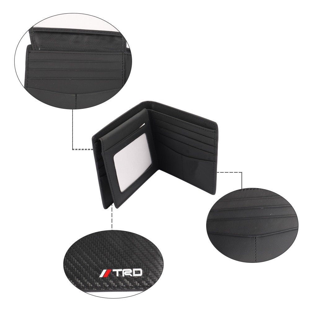Brand New TRD Men's Carbon Fiber Leather Bifold Credit Card ID Holder Wallet US