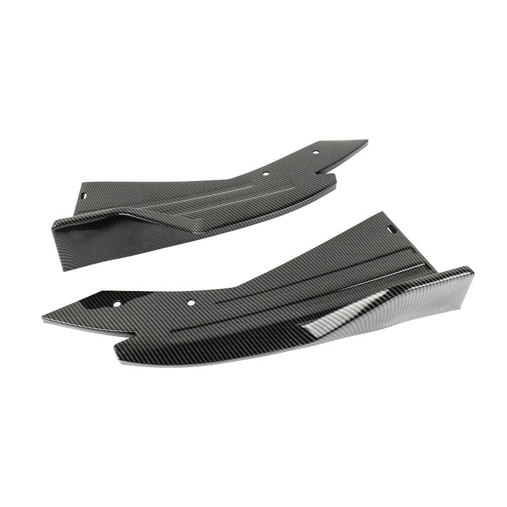 Brand New 2PCS V4 Universal ABS Rear Bumper Spoiler Lip Splitter Diffuser Body Kit Carbon Fiber Look