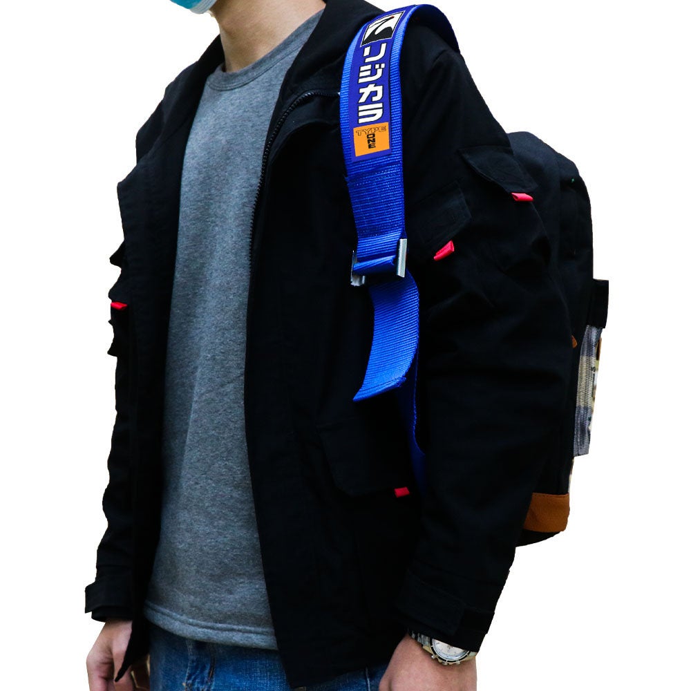 Brand New JDM Spoon Sports Bride Racing Blue Harness Adjustable Shoulder Strap Back Pack
