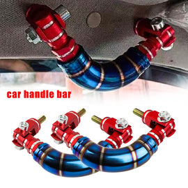 Brand New 1PCS Universal JDM Titanium Blue / Red Car Aluminum Roll Bar Grab Support Car Interior Grip Roof Handle