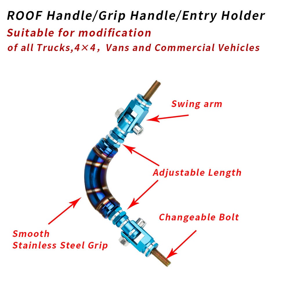 Brand New 2PCS Universal JDM Titanium Blue / Teal Car Aluminum Roll Bar Grab Support Car Interior Grip Roof Handle