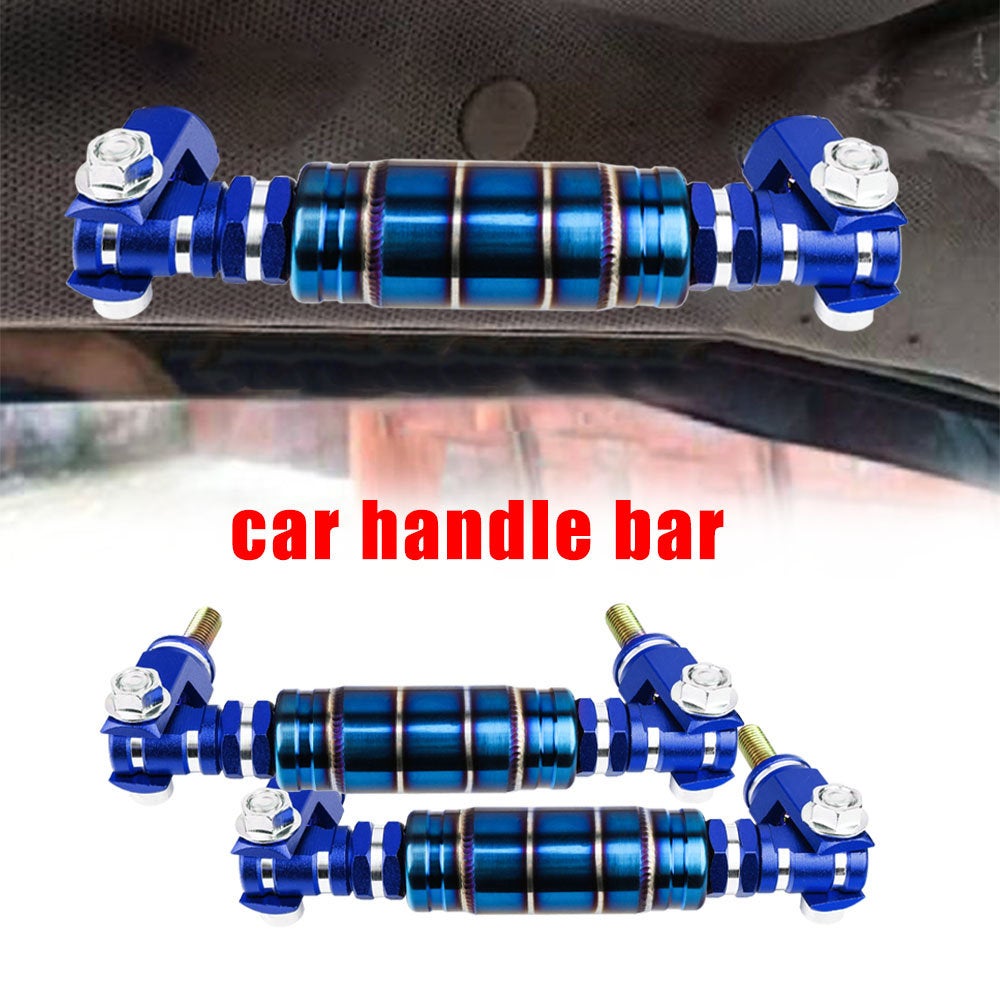 Brand New 2PCS Universal V2 JDM Titanium Blue / Blue Car Aluminum Roll Bar Grab Support Car Interior Grip Roof Handle