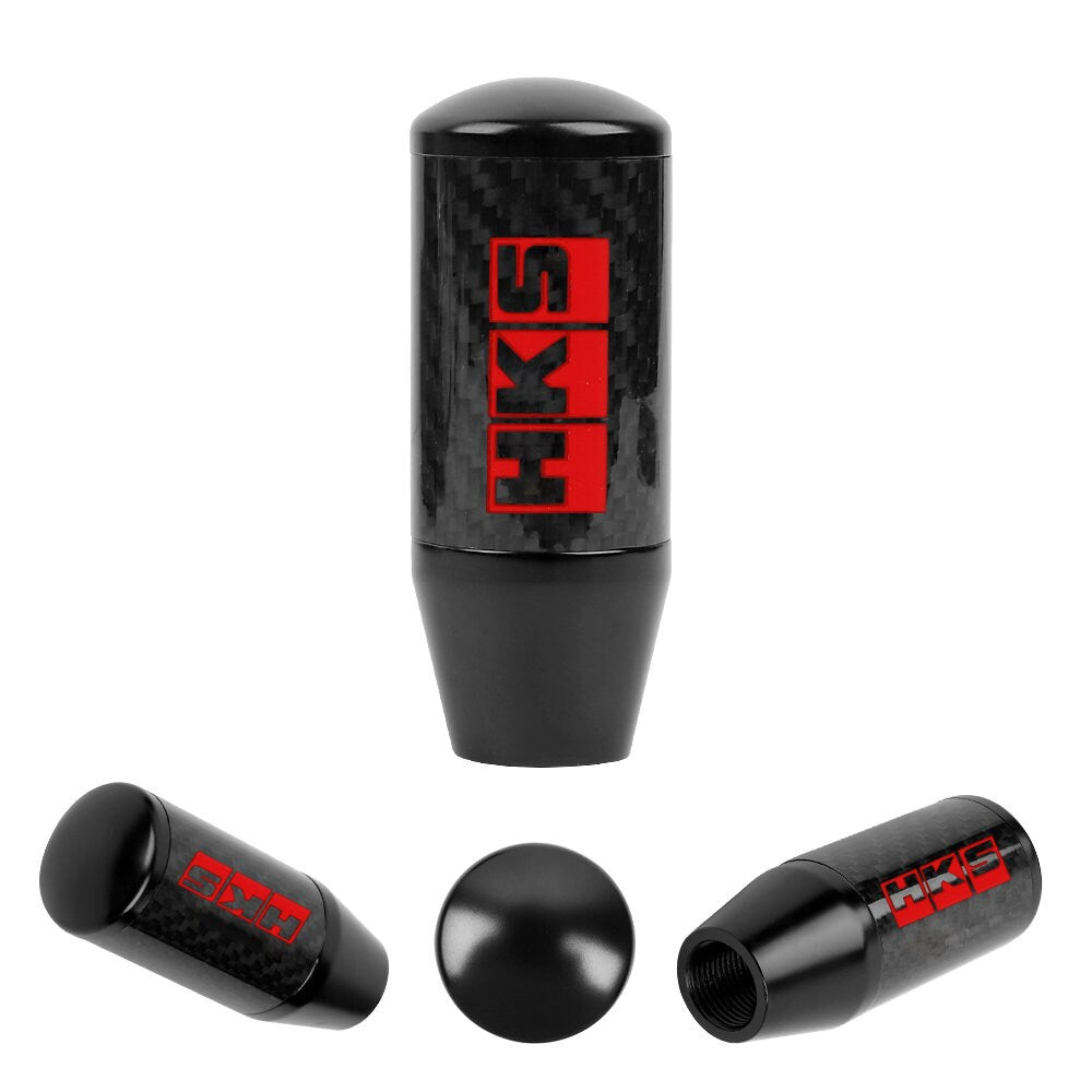 Brand New Universal HKS Black Carbon Fiber Manual Gear Stick Shift Knob Lever Shifter M12 M10 M8