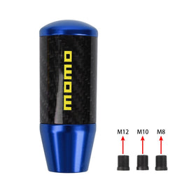 Brand New Universal Momo Blue Carbon Fiber Manual Gear Stick Shift Knob Lever Shifter M12 M10 M8