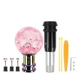 Brand New Universal Jdm TRD Round Ball Pink Crystal Bubble Automatic Car Racing Gear Shift Knob Shifter M12 M10 M8