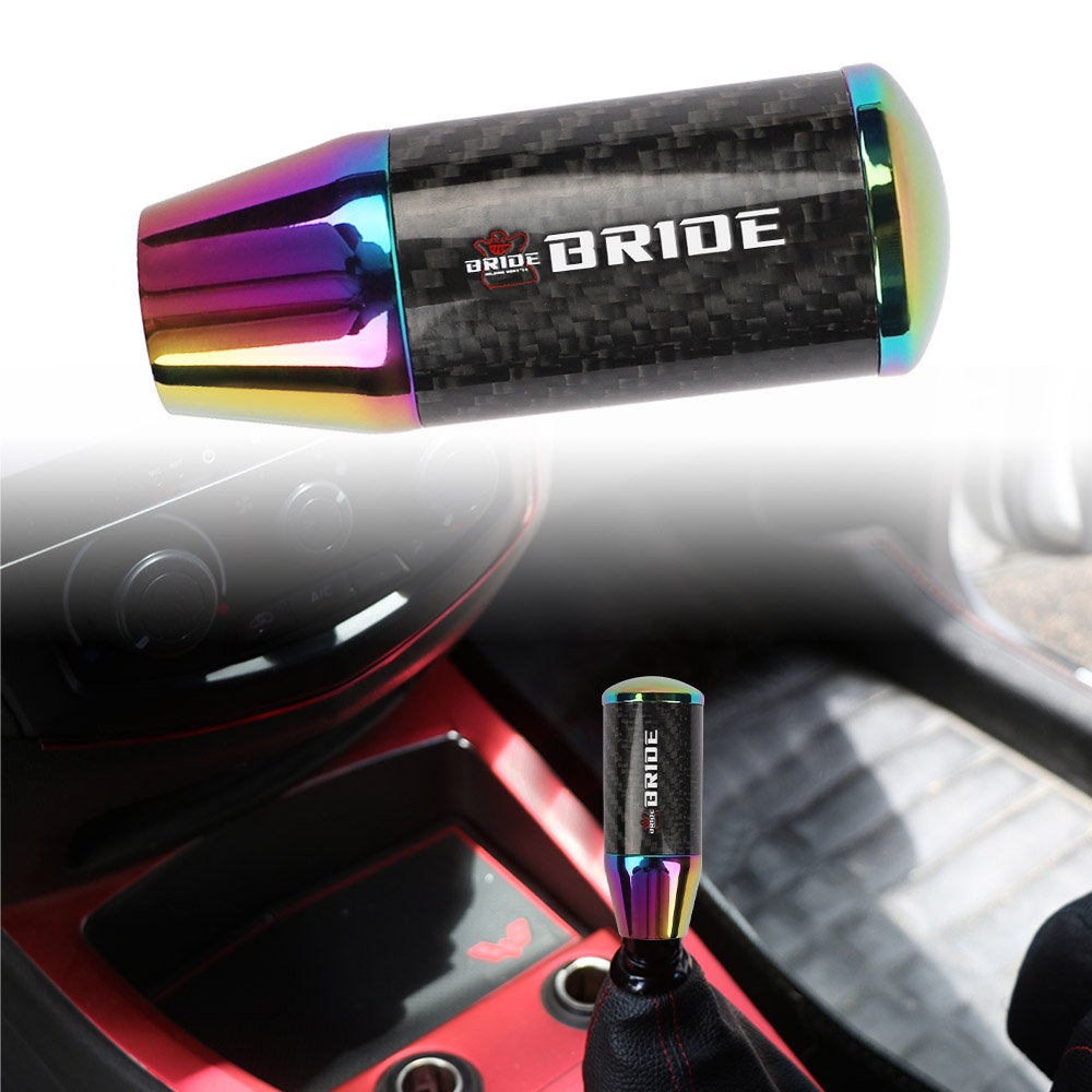 Brand New Universal Bride Neo-Chrome Carbon Fiber Manual Gear Stick Shift Knob Lever Shifter M12 M10 M8