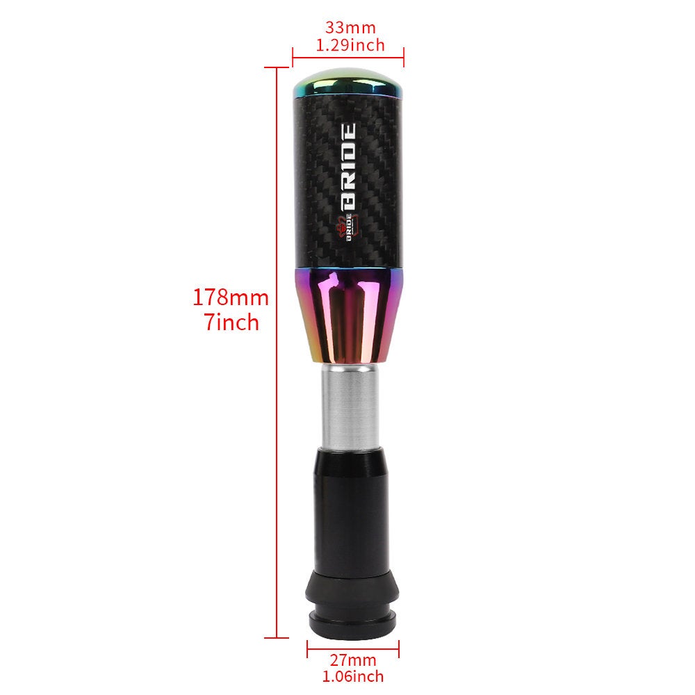 Brand New Universal Bride Neo-Chrome Carbon Fiber Automatic Gear Shift Knob Shifter Lever Head