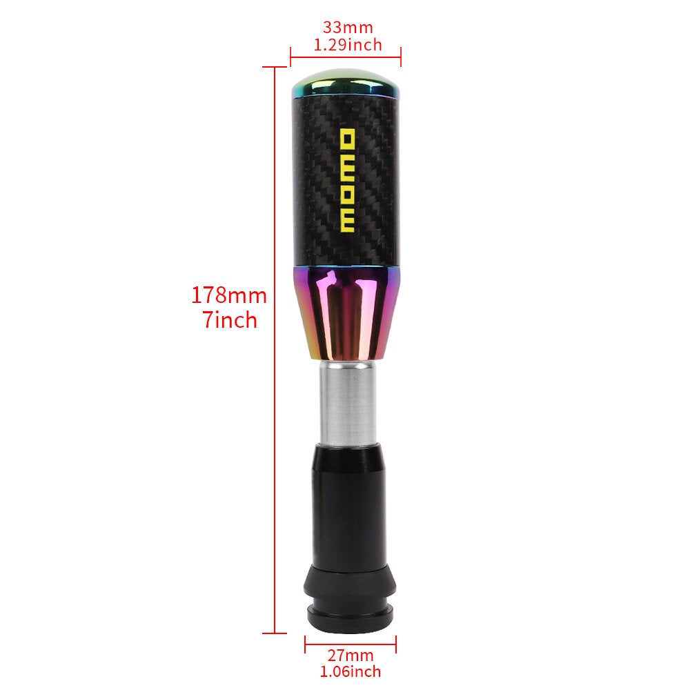 Brand New Universal Momo Neo-Chrome Carbon Fiber Automatic Gear Shift Knob Shifter Lever Head