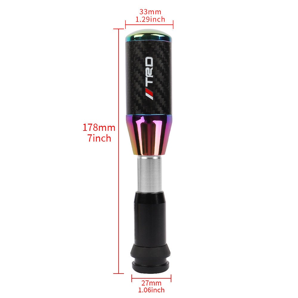 Brand New Universal TRD Neo-Chrome Carbon Fiber Automatic Gear Shift Knob Shifter Lever Head