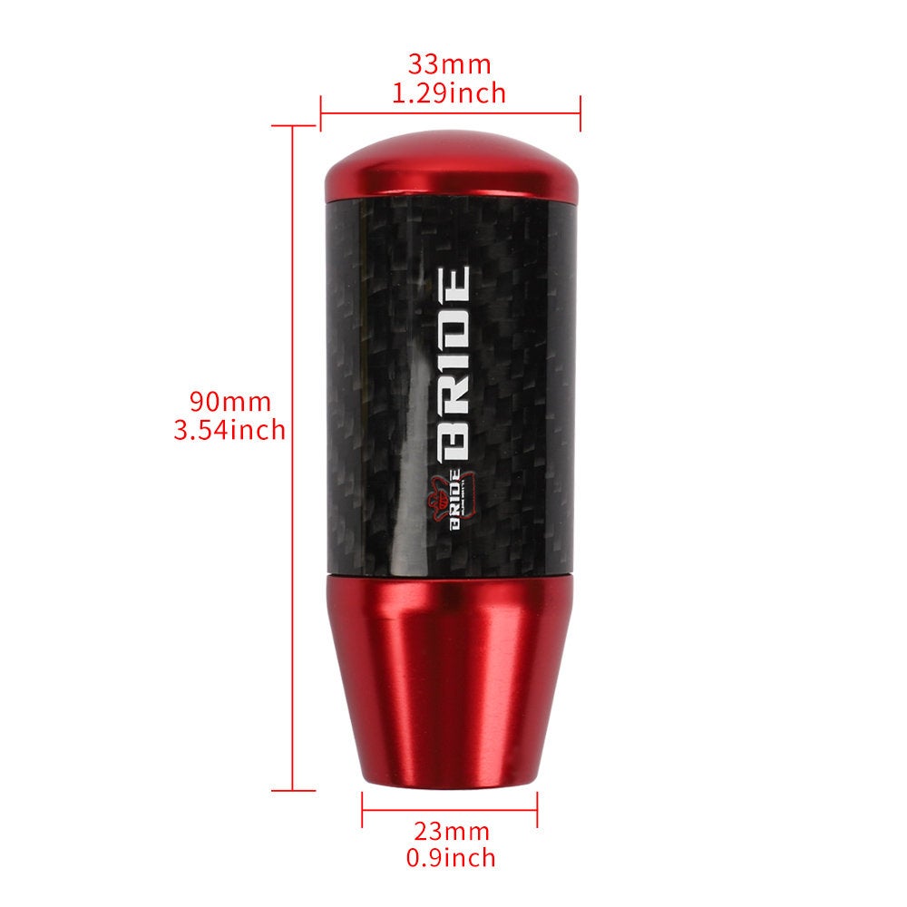 Brand New Universal Bride Red Carbon Fiber Manual Gear Stick Shift Knob Lever Shifter M12 M10 M8