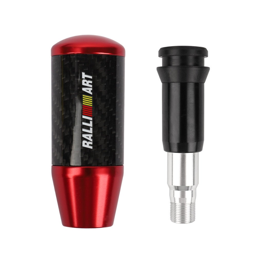 Brand New Universal Ralliart Red Carbon Fiber Automatic Gear Shift Knob Shifter Lever Head