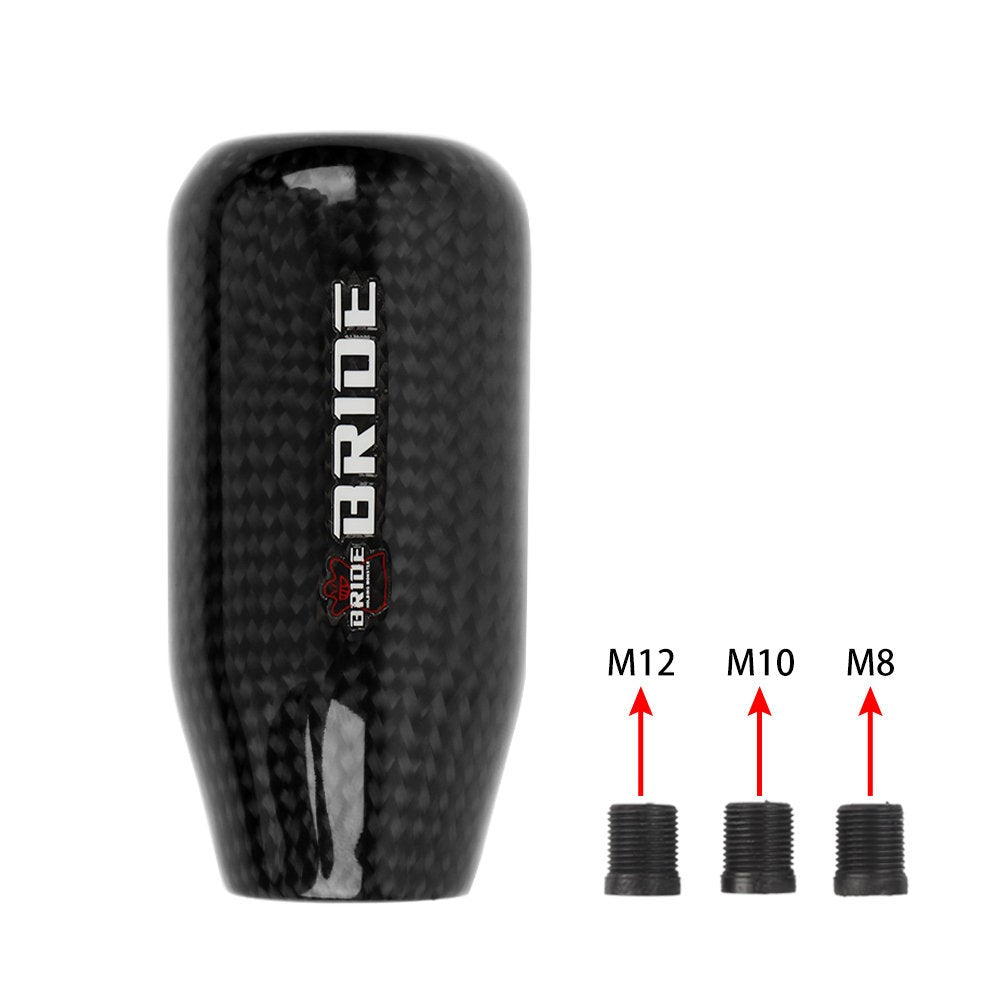 Brand New Universal V5 Bride Black Real Carbon Fiber Car Gear Stick Shift Knob For MT Manual M12 M10 M8