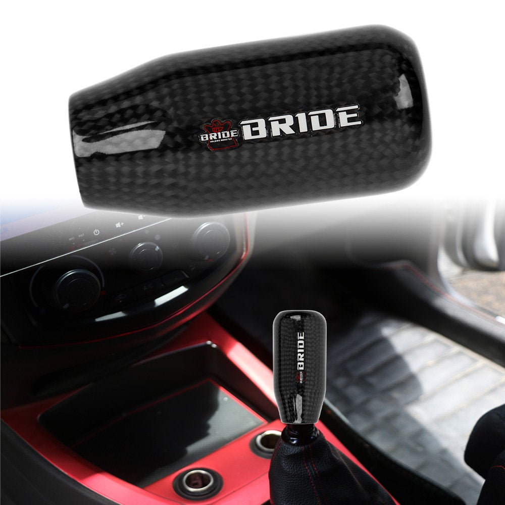 Brand New Universal V5 Bride Black Real Carbon Fiber Car Gear Stick Shift Knob For MT Manual M12 M10 M8