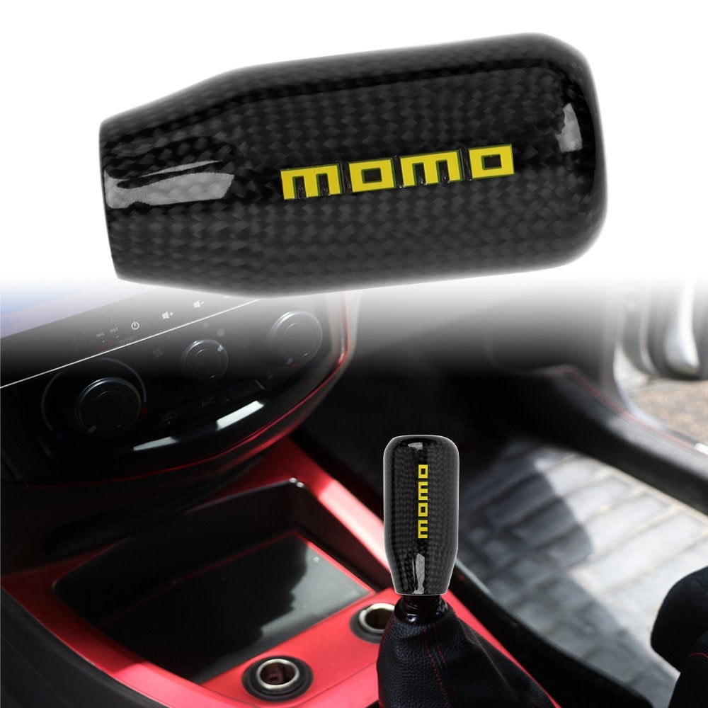Brand New Universal V5 Momo Black Real Carbon Fiber Car Gear Stick Shift Knob For MT Manual M12 M10 M8
