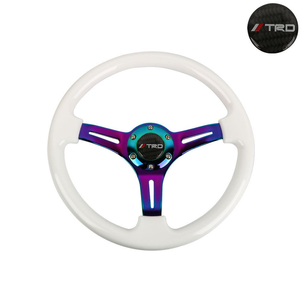 Brand New 350mm 14" Universal JDM TRD Deep Dish ABS Racing Steering Wheel Neo-Chrome Spoke