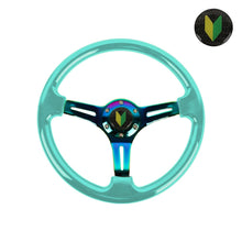 Load image into Gallery viewer, Brand New 350mm 14&quot; Universal JDM Beginner Leaf Green Deep Dish ABS Racing Steering Wheel Neo-Chrome Spoke