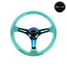 Load image into Gallery viewer, Brand New 350mm 14&quot; Universal JDM Ralliart Green Deep Dish ABS Racing Steering Wheel Neo-Chrome Spoke