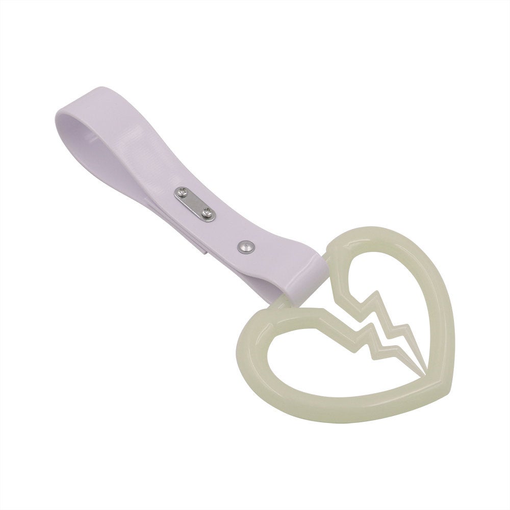 Brand New Broken Heart White Glow in the Dark JDM TSURIKAWA Ring Subway Train Bus Handle Strap Charm Drift