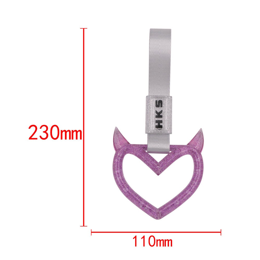 Brand New Devil HKS Demon Heart Purple JDM TSURIKAWA Ring Subway Train Bus Handle Strap Charm Drift