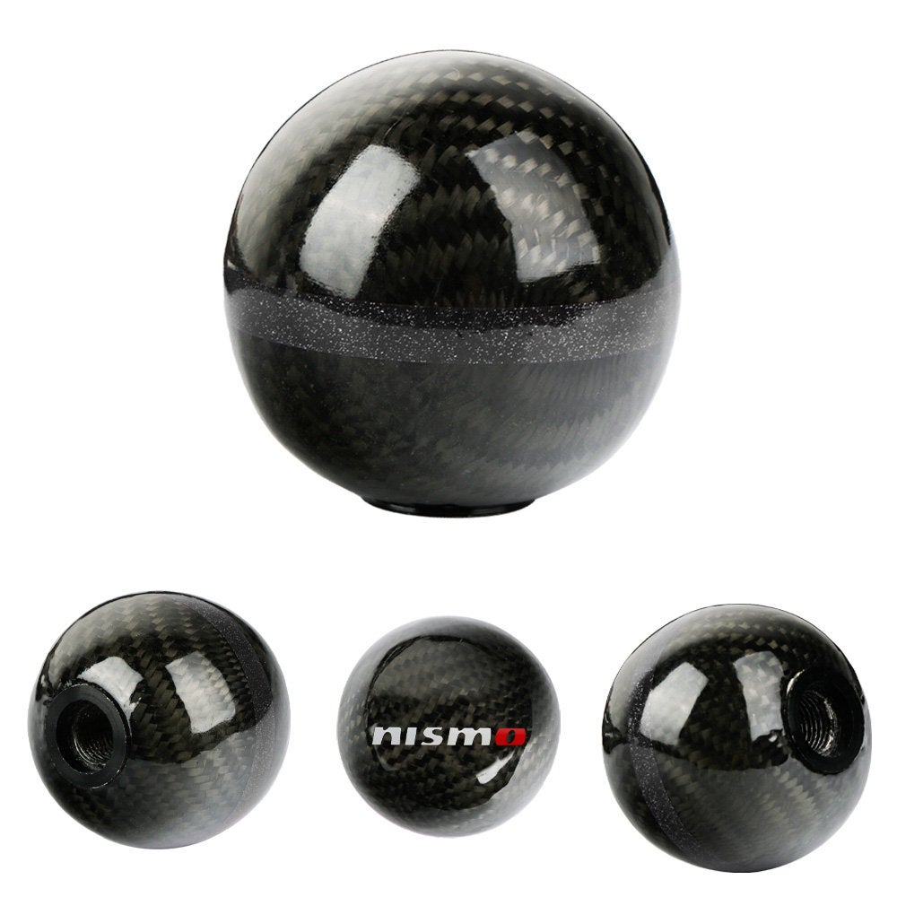 Brand New Nismo Universal Real Carbon Fiber Ball Manual MT Gear Shift Shifter Knob W/Black Stripe