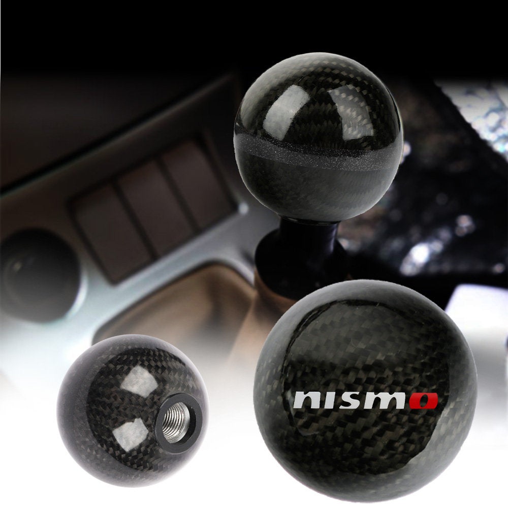 Brand New Nismo Universal Real Carbon Fiber Ball Manual MT Gear Shift Shifter Knob W/Black Stripe