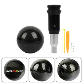 Brand New Ralliart Automatic Car Gear Shift Knob Round Ball Shape Black Real Carbon Fiber