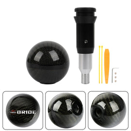 Brand New Bride Automatic Car Gear Shift Knob Round Ball Shape Black Real Carbon Fiber