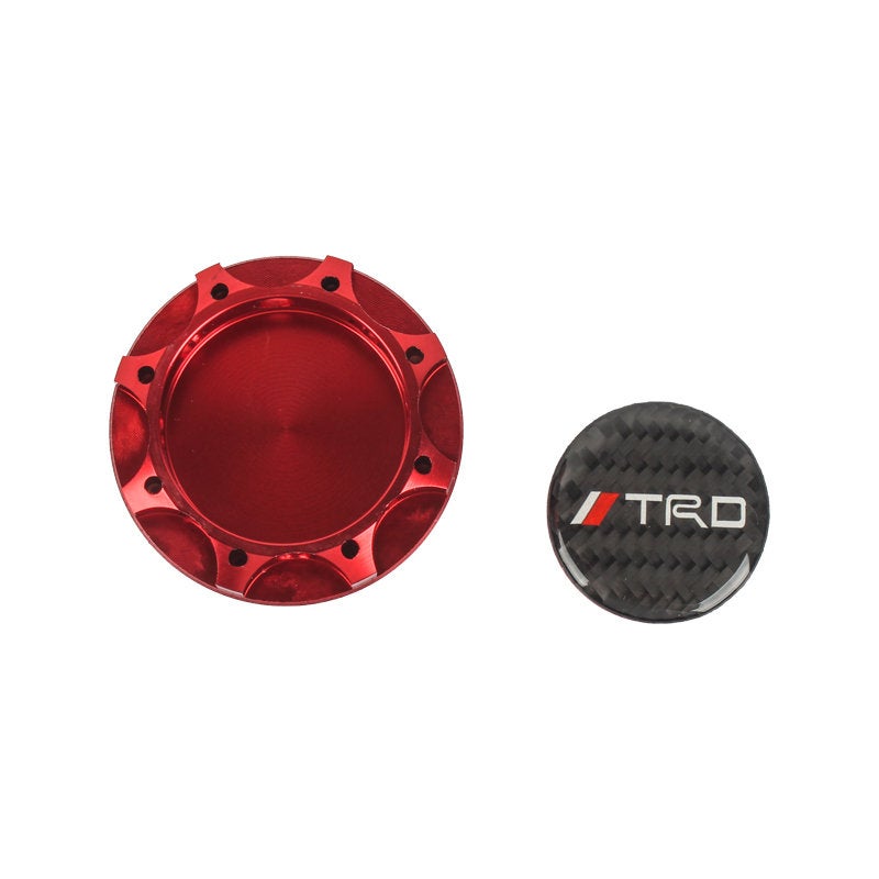 Brand New Toyota TRD Real Carbon Fiber Sticker ALUMNIUM Red Billet Engine Oil FILLER Cap