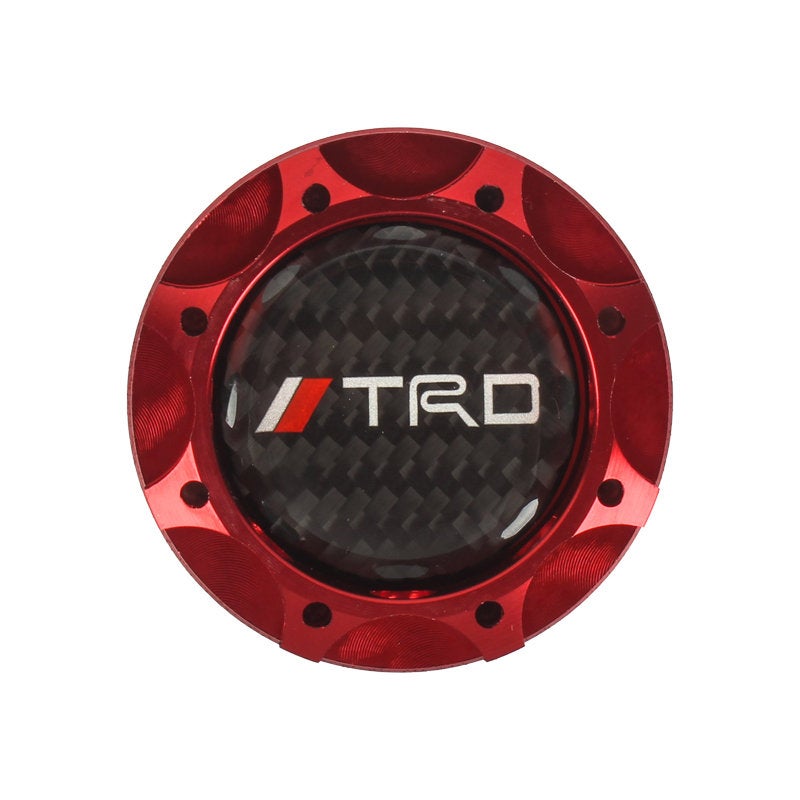 Brand New Toyota TRD Real Carbon Fiber Sticker ALUMNIUM Red Billet Engine Oil FILLER Cap