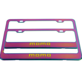 Brand New 2PCS Momo Neo Chrome Stainless Steel License Plate Frame W/ Screw Caps