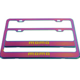 Brand New 2PCS Momo Neo Chrome Stainless Steel License Plate Frame W/ Screw Caps