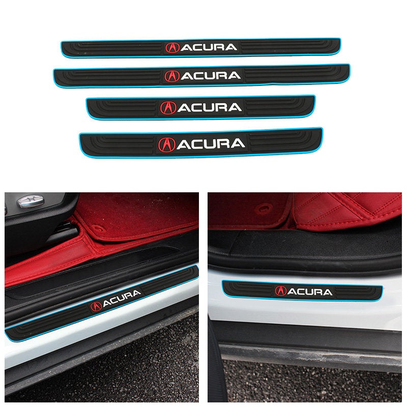 Brand New 4PCS Universal Acura Blue Rubber Car Door Scuff Sill Cover Panel Step Protector