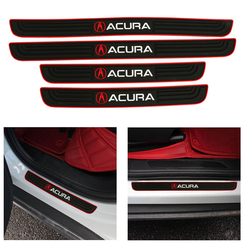 Brand New 4PCS Universal Acura Red Rubber Car Door Scuff Sill Cover Panel Step Protector