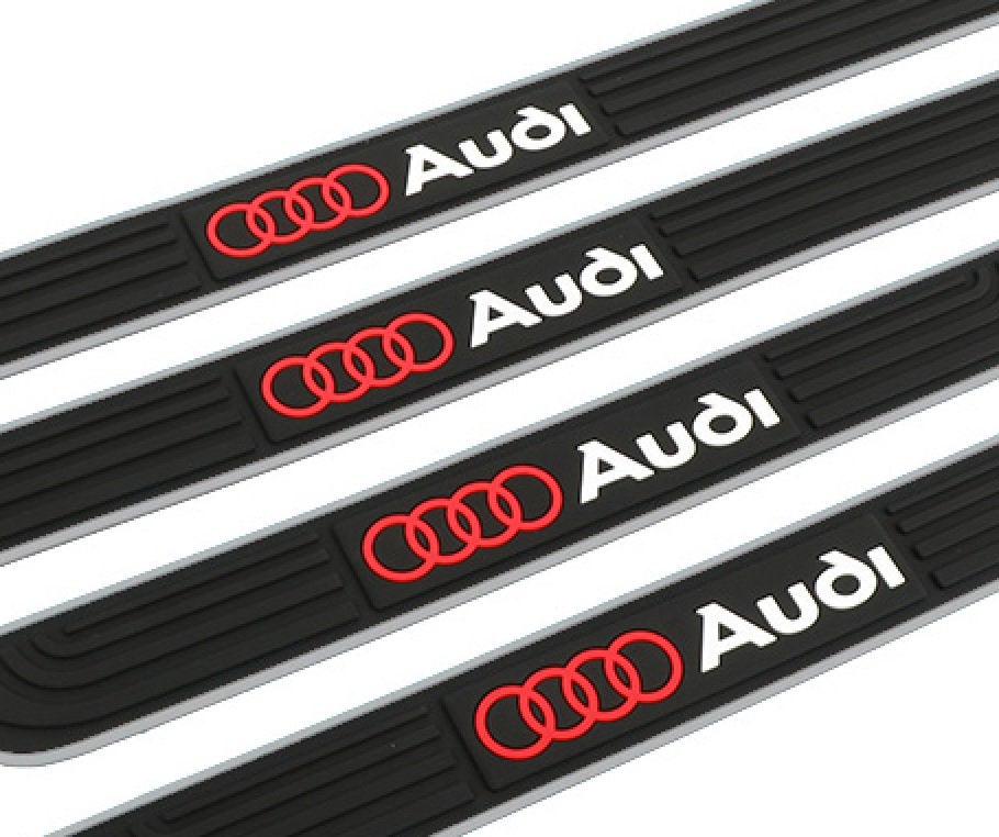 Brand New 4PCS Universal Audi Silver Rubber Car Door Scuff Sill Cover Panel Step Protector