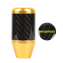 Load image into Gallery viewer, Brand New Universal Momo Gold Real Carbon Fiber Racing Gear Stick Shift Knob For MT Manual M12 M10 M8