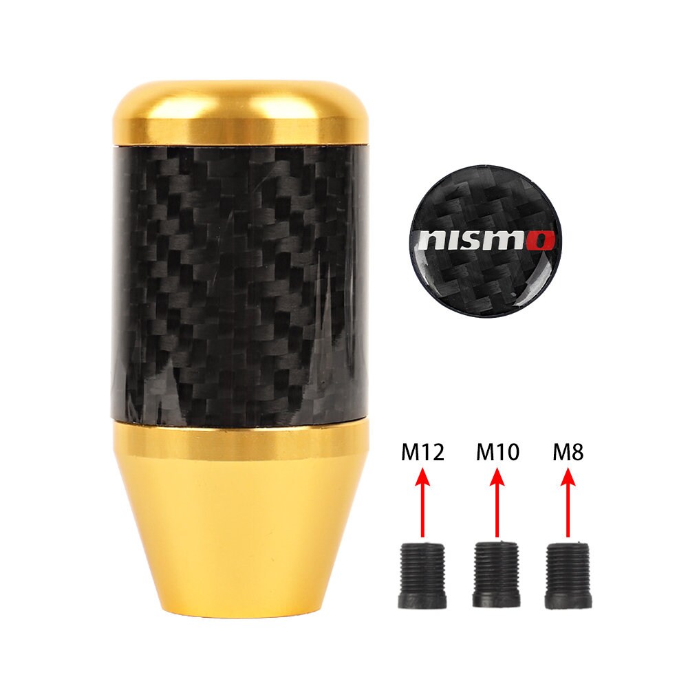 Brand New Universal Nismo Gold Real Carbon Fiber Racing Gear Stick Shift Knob For MT Manual M12 M10 M8