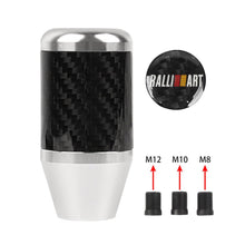 Load image into Gallery viewer, Brand New Universal Ralliart Silver Real Carbon Fiber Racing Gear Stick Shift Knob For MT Manual M12 M10 M8
