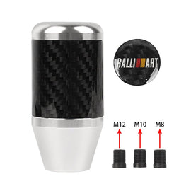 Brand New Universal Ralliart Silver Real Carbon Fiber Racing Gear Stick Shift Knob For MT Manual M12 M10 M8