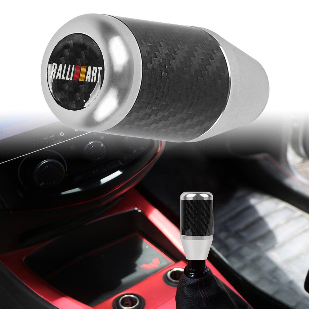 Brand New Universal Ralliart Silver Real Carbon Fiber Racing Gear Stick Shift Knob For MT Manual M12 M10 M8