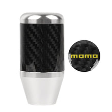 Load image into Gallery viewer, Brand New Universal Momo Silver Real Carbon Fiber Racing Gear Stick Shift Knob For MT Manual M12 M10 M8
