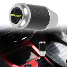 Load image into Gallery viewer, Brand New Universal Momo Silver Real Carbon Fiber Racing Gear Stick Shift Knob For MT Manual M12 M10 M8