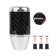 Load image into Gallery viewer, Brand New Universal Nismo Silver Real Carbon Fiber Racing Gear Stick Shift Knob For MT Manual M12 M10 M8