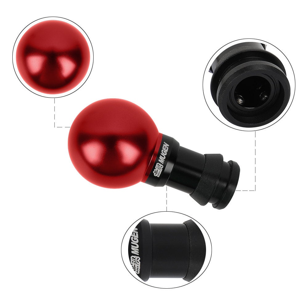 Brand New Universal JDM Mugen Round Ball Red Aluminum Automatic Gear Shift Knob Shifter