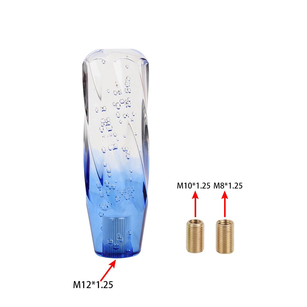 Brand New Universal 15CM VIP 150mm Transparent Manual Clear / Blue Twist Crystal Bubble Racing Gear Shift Knob